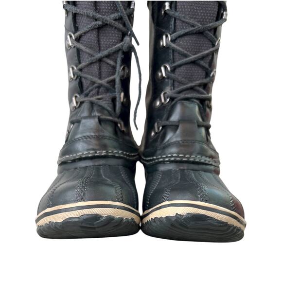 SOREL Joan of Arctic Wedge II Leather Suede Lace Up Winter Snow Boots Black 8.5 - Picture 12 of 16